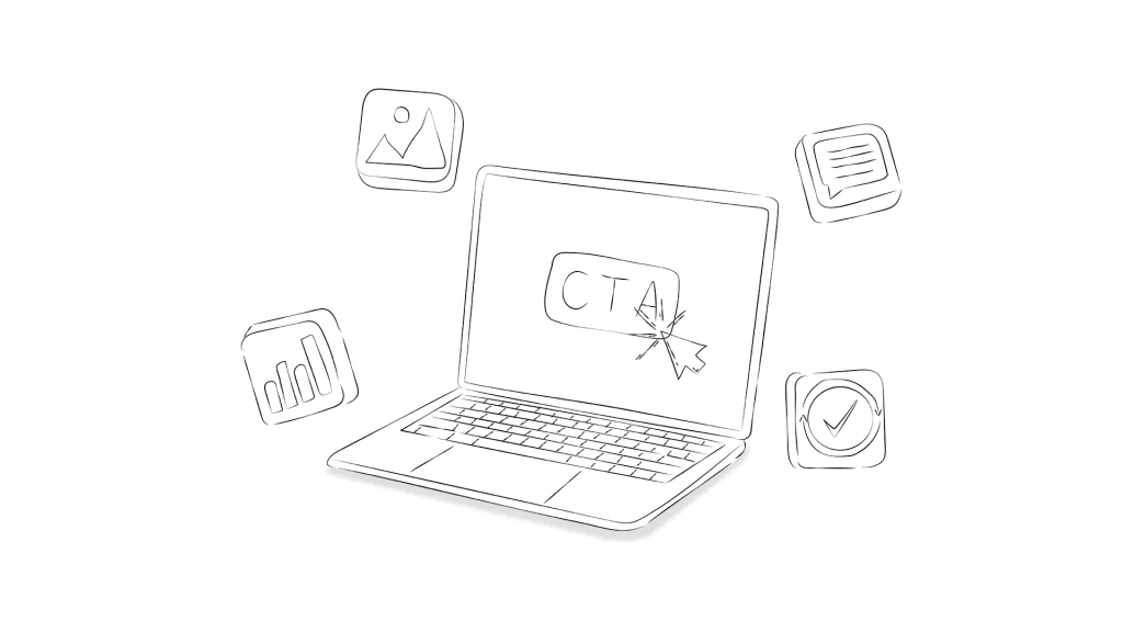 desenho de portatil mostrando Como Construir Landing Pages que Realmente Convertem